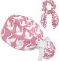 Scrub Cap with Hair Scrunchy, Ponytail Holder Surgical Cap by FVQL