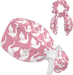 Scrub Cap with Hair Scrunchy, Ponytail Holder Surgical Cap by FVQL