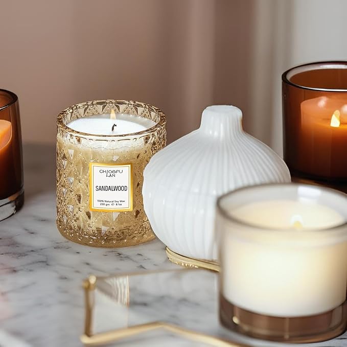 Chloefu LAN Sandalwood Candle, Dad Gifts Candle, Natural Soy Scented Candles - Image 5
