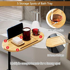 3 Layer Bathtub Tray Table, Bamboo Swivel Bathtub Side Table Height Adjustable - Image 4