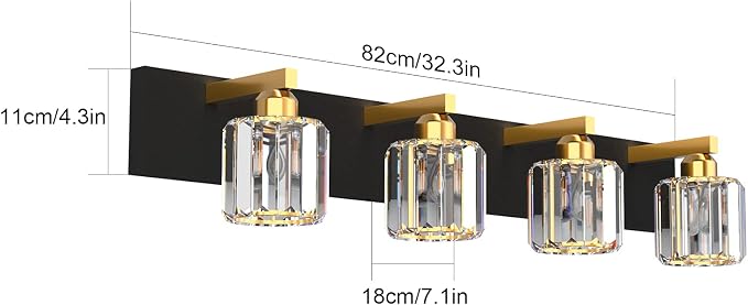Aipsun Crystal Bathroom Vanity Lighting Black Vanity Light Fixtures Modern - Image 4