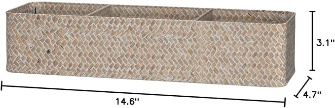 Seagrass Storage Basket 3 Sections Woven Shelf Baskets - Image 7
