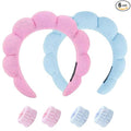 Spa Headband and Wristband Set for Women, Terry Cloth Sponge Headband for by HKOVNE