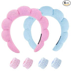 Spa Headband and Wristband Set for Women, Terry Cloth Sponge Headband for by HKOVNE
