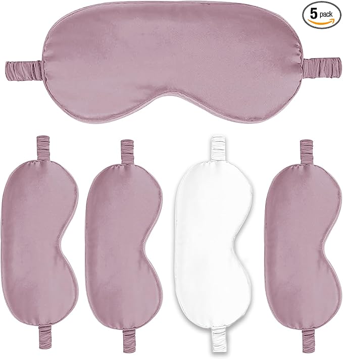 Sleep Masks 5PACK Silk Eyes Cover Satin Eye Mask Silky Blackout Soft Blindfold by WJingYiJia