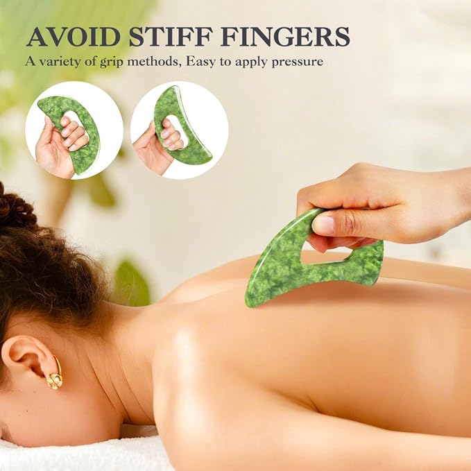 3 PCS Jade Stone Gua Sha Massage Tool Large Guasha Board - Image 6