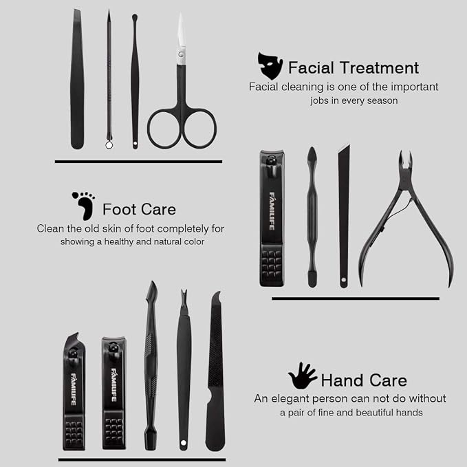 FAMILIFE Manicure Set, Professional Manicure Kit Nail Clipper Set Stainless - Image 9