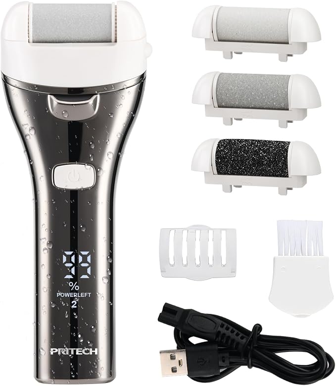 Electric Foot Callus Remover, Rechargeable Portable Electronic Foot File by PRITECH