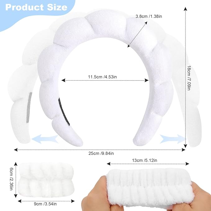 6Pcs Spa Set, Terry Cloth Headbands & Wrist Washbands - Image 2