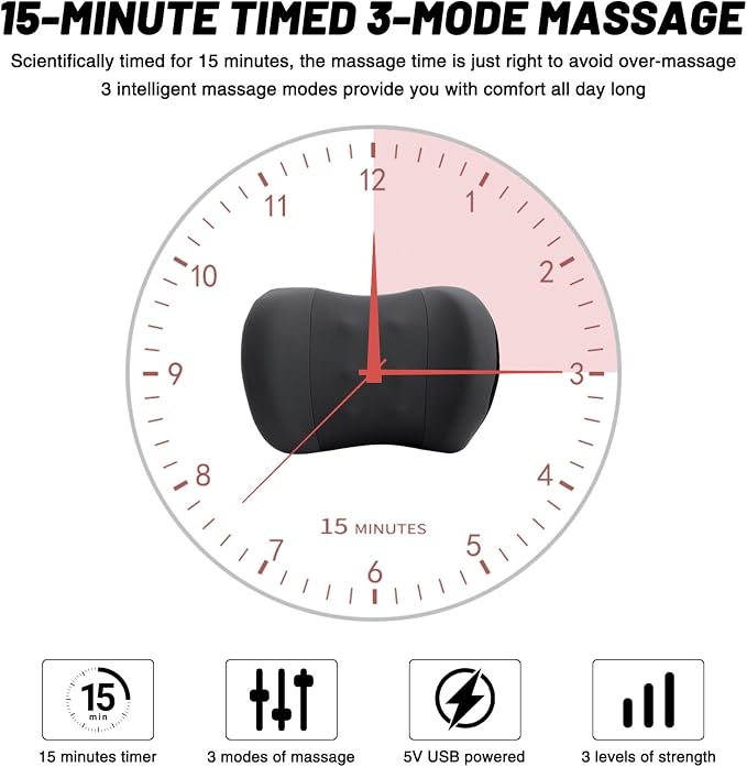 car headrest Pillow, Heat up Vibration Massage Neck Pillow, Memory Cotton Pillow - Image 6