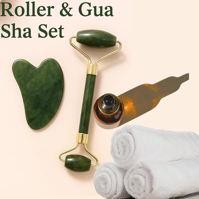 Gua Sha Facial Tool and Jade Roller Set –Anti-Aging Tools - Image 3