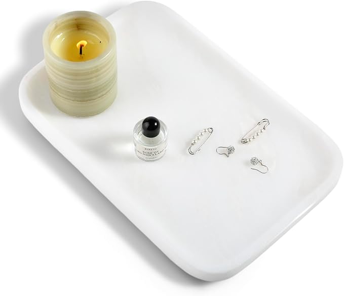 Karibiber Vanity Tray, 11.8inch Marble Bathroom Tray by Karibiber