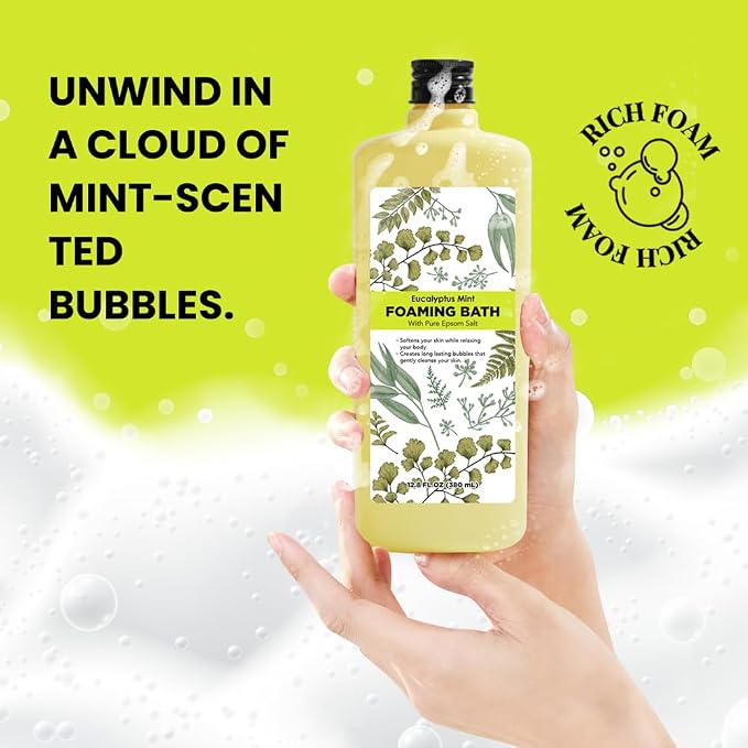 Bubble Bath for Women, Eucalyptus Mint Scented Bubble Bath Gifts Set, Foaming - Image 3