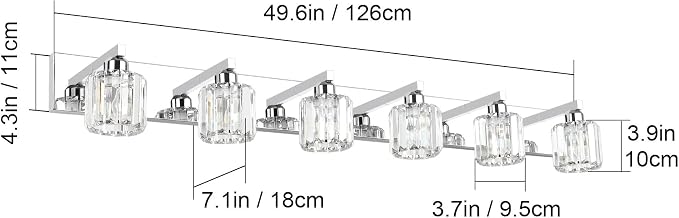 Aipsun Bathroom Vanity Light Crystal Vanity Lighting Fixtures 6 Lights Chrome - Image 6