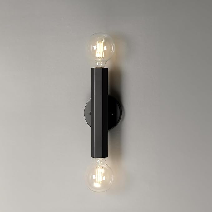 Globe Electric 2-Light Vanity Light, Matte Black, Hexagonal Bar, Minimalist - Image 5
