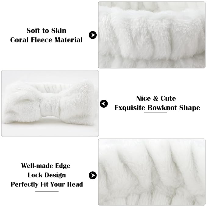 Ondder Spa Headband for Washing Face 8 Pack White Skincare Headbands for Women - Image 2