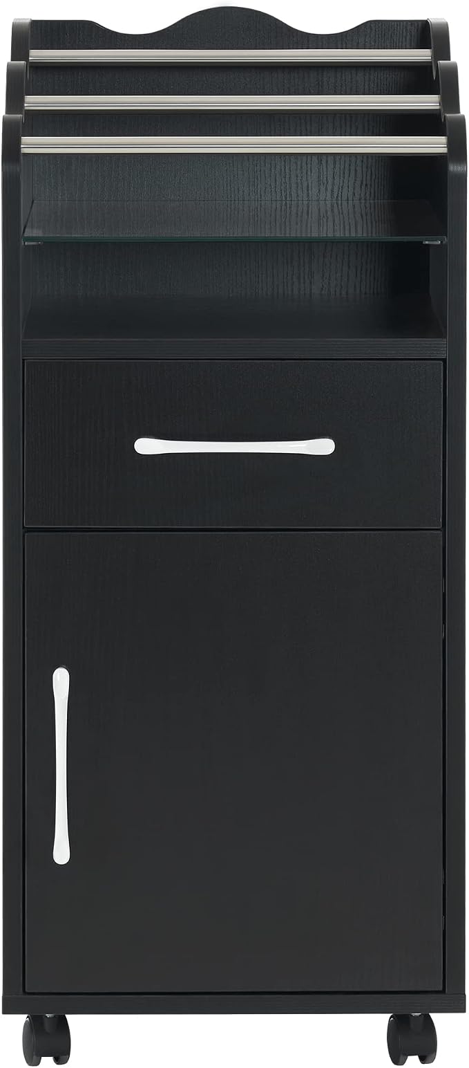 BarberPub Salon Cart with Storage Cabinet with with Drawers Engineered Wood - Image 9