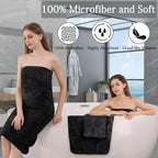 Ycosy Black Bath Towels Set 35x70 Inches - Image 3