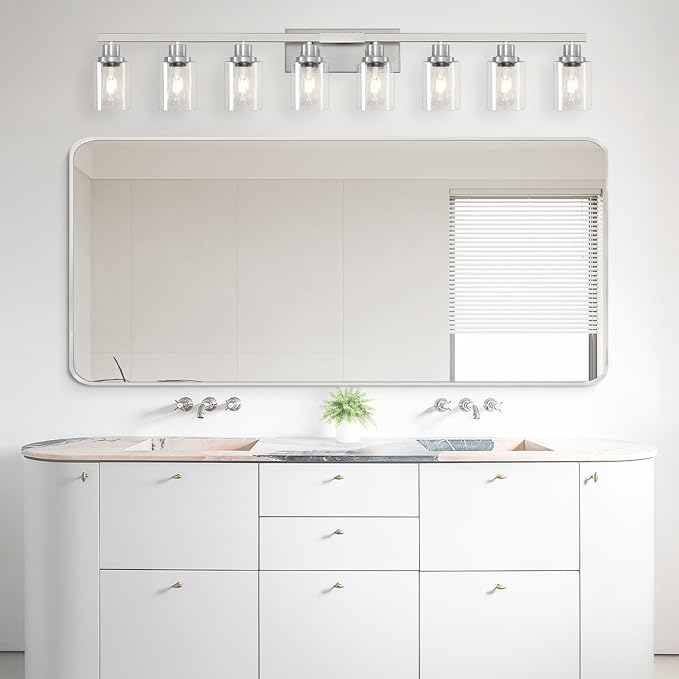 52inch Brushed Nickel Vanity Light Fixtures, 8 Light Brushed Nickel Bathroom - Image 2