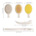 LFJ 19" Long Handle Shower Sponge Brush Set, 3 in 1 Body Brush, Bath Sponge and - Image 2