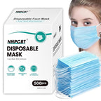 500 Pcs Blue Disposable Face Masks, 3 Ply Face Masks Disposable by NNPCBT
