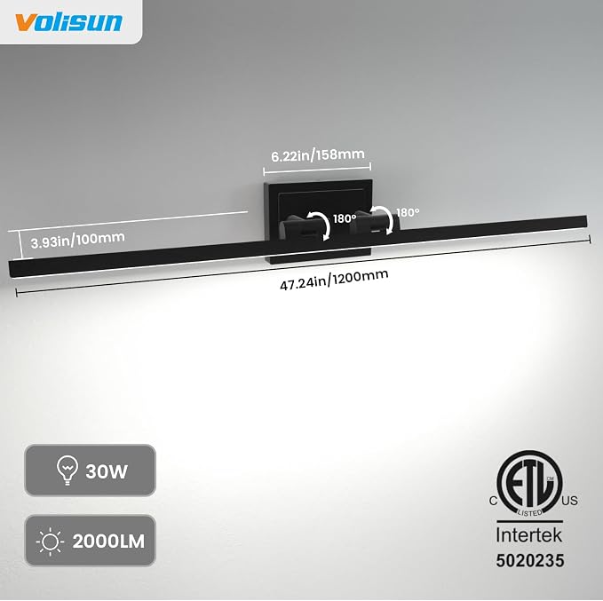 VOLISUN Modern Bathroom Vanity Light 48 inch, 30W Dimmable 5CCT Led Bathroom - Image 6