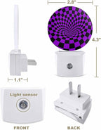 Night Lights Auto Sensor Purple Black Checker Night Light 3D Abstract Mosaic - Image 2