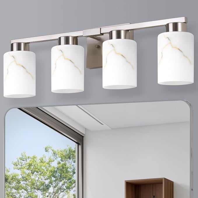 4-Light Bathroom Light Fixtures, Modern Vanity Lights, Brushed Nickel Metal by Mieloxiy