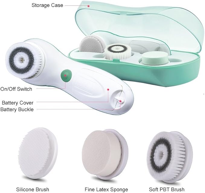 TOUCHBeauty 360° Rotating, 3 in 1 Interchangeable Facial Cleansing Brush Set - Image 5