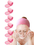 EUICAE Spa Headband Pack of 6 All Pink Sweat Head Towels by EUICAE