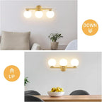 Globe Bathroom Light Fixtures 3-Light Brass Gold Vanity Light - Image 3