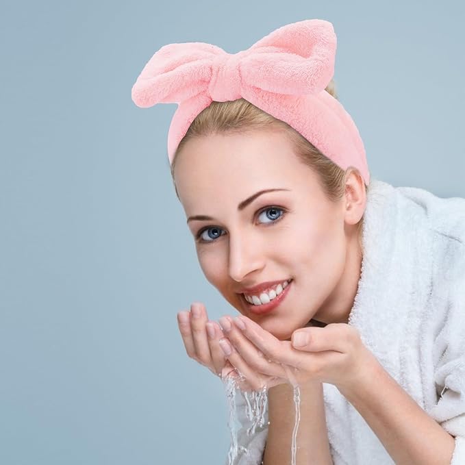 Casoty Black White Pink Skincare Headband - Image 3