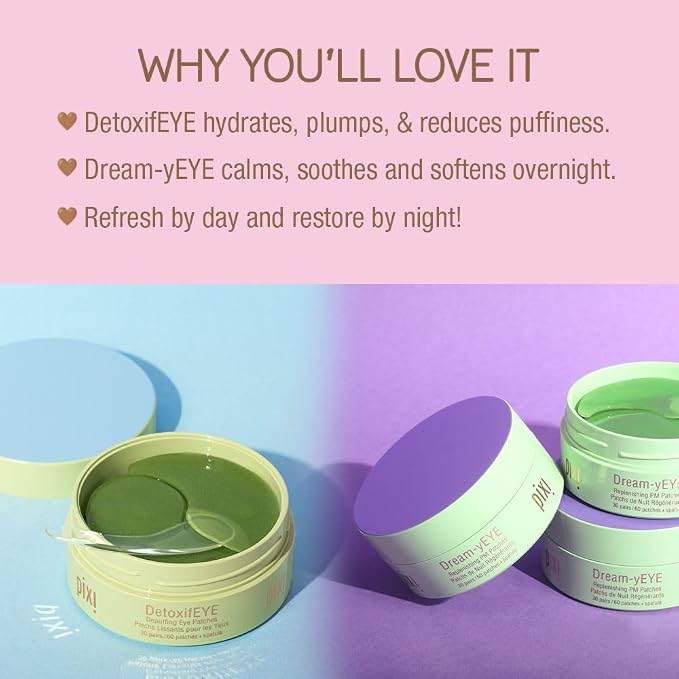 Pixi Day & Night Eye Patch Duo |Depuffing Hydrogel Under-Eye Patches - Image 3