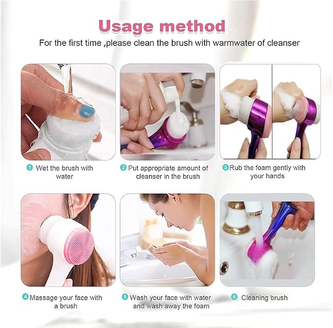 Facial Cleansing Brush 2 in 1Double-Sided Facial Cleaning Brush - Image 5
