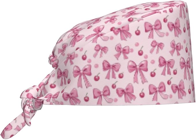 Scrub Cap for Women and Men Boho Black Leaf Pattern Adjustable Breathable by SUPLUCHOM