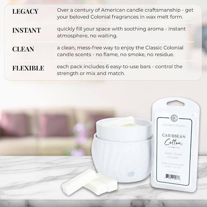 Colonial Candle Caribbean Cotton Scented Wax Melts, Wax Melt Warmer Cubes - Image 5
