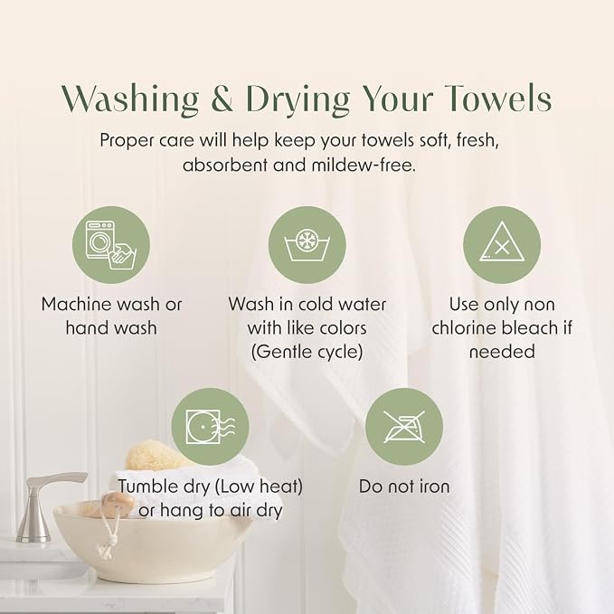 Springtree Home 100% Cotton Bath Towel Set 6 Piece Set | Super Soft & Absorbent - Image 7