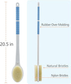 Shower Brush with Soft and Stiff Bristles, 20.5" Extra Long Handle Dual-Sided - Image 3