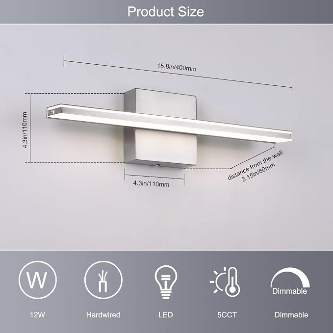 LED Brushed Nickel Vanity Lights - Image 5