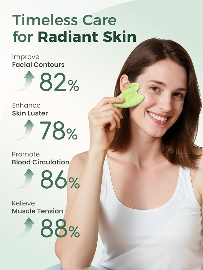 Gua Sha Facial Tools, Natural Jade Stone Guasha Tool - Image 2