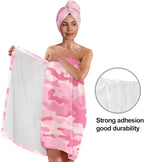 Women's Pink Camo Towel Wrap and Hair Drying Cap Set – Quick Dry Microfiber - Image 4