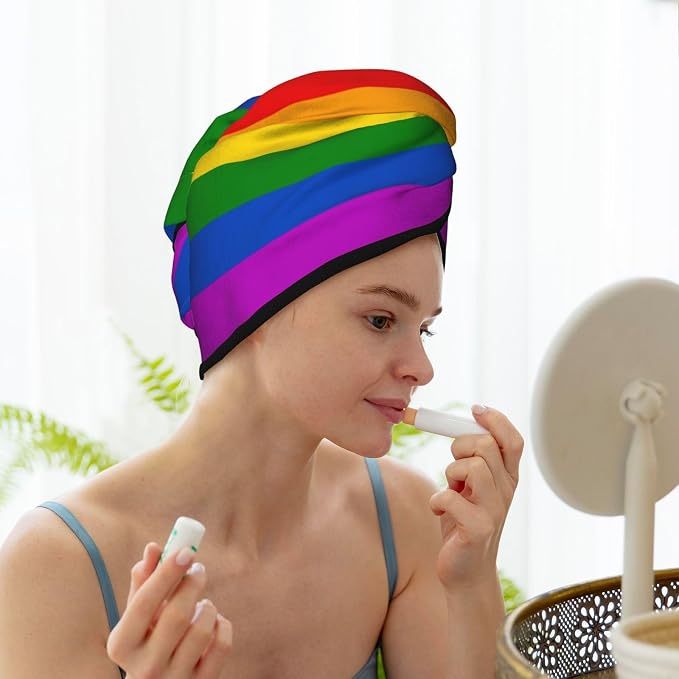 Gay Pride Rainbow Hair Towel Wrap Microfiber Fast Drying Hair Turban - Image 7