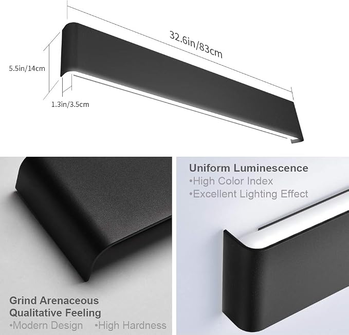 Aipsun 32.6 inch Modern Black Vanity Light Fixtures LED Black Bathroom Wall - Image 6