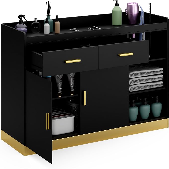 Salon Storage Cabinet Barber Station, Free Standing Hair Styling Station by HolaiNail