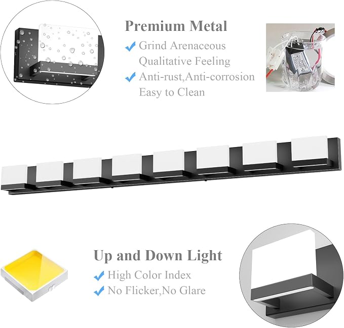 Tipace 8 Lights Modern LED Black Vanity Light - Image 4