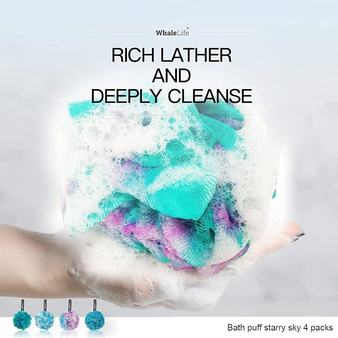 Loofah Sponge Bath Sponge for Women Men 4 Pack - Image 2