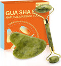 Jade Gua Sha and Face Roller, Real Jade Gua-Sha Stone Facial Tools Set by Olamuo