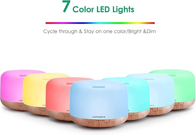 URPOWER 500ml Aromatherapy Essential Oil Diffuser Humidifier Room Decor Lighting - Image 7