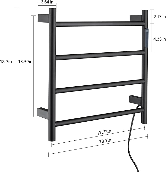 Heated Towel Racks, 4 Bars Towel Warmer Rack - Image 3