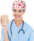 Working Cap Scrub Caps with Sweatband Adjustable Tie Back Hat Nurse Surgical - Image 5